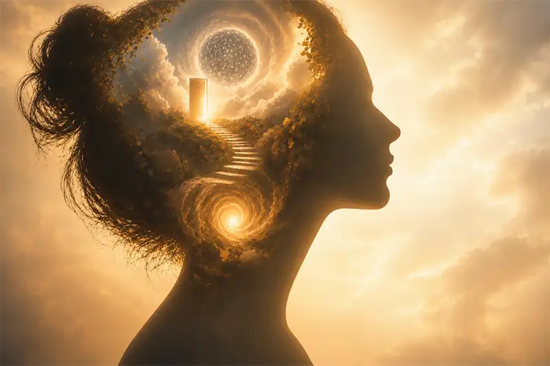 Capas translúcidas que evocan estratos de la mente subconsciente